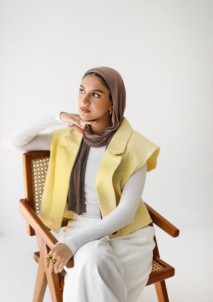 Croped linen blazer LIGHT YELLOW