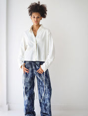 Back-Lace Detail Lycra Shirt WHITE