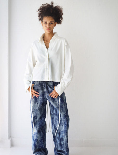 Back-Lace Detail Lycra Shirt WHITE