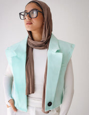 Croped linen blazer aqua