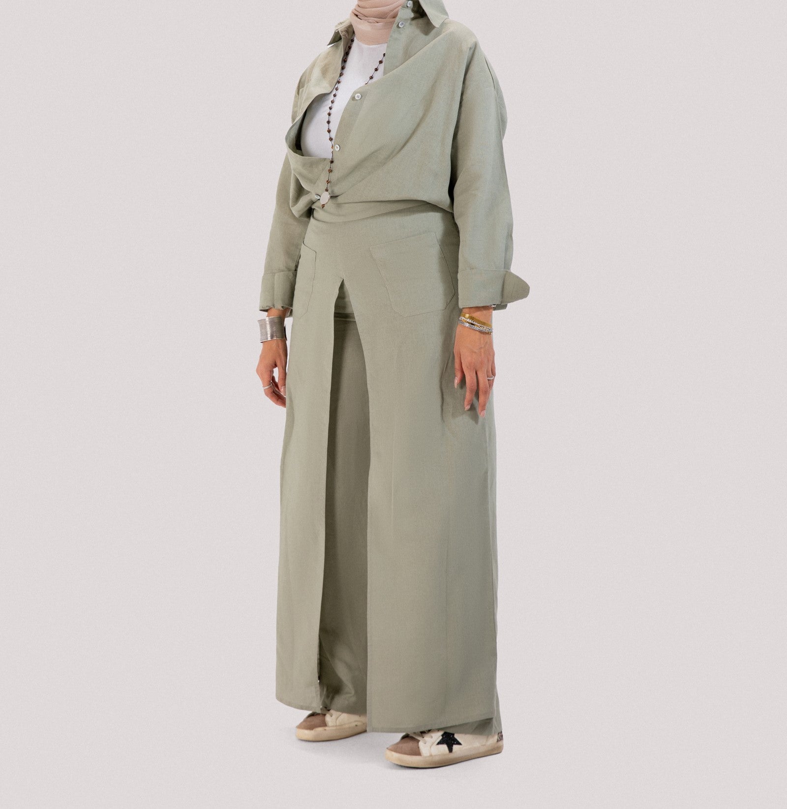 TLS PANTS SKIRT LINEN OLIVE