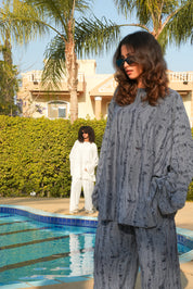 Fringes Cotton Pants BLUE