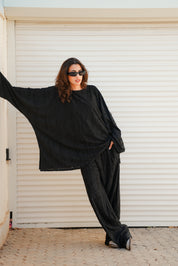 Fringes Cotton Pants BLACK