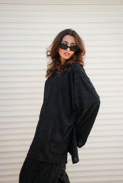 Fringes Cotton Pants BLACK