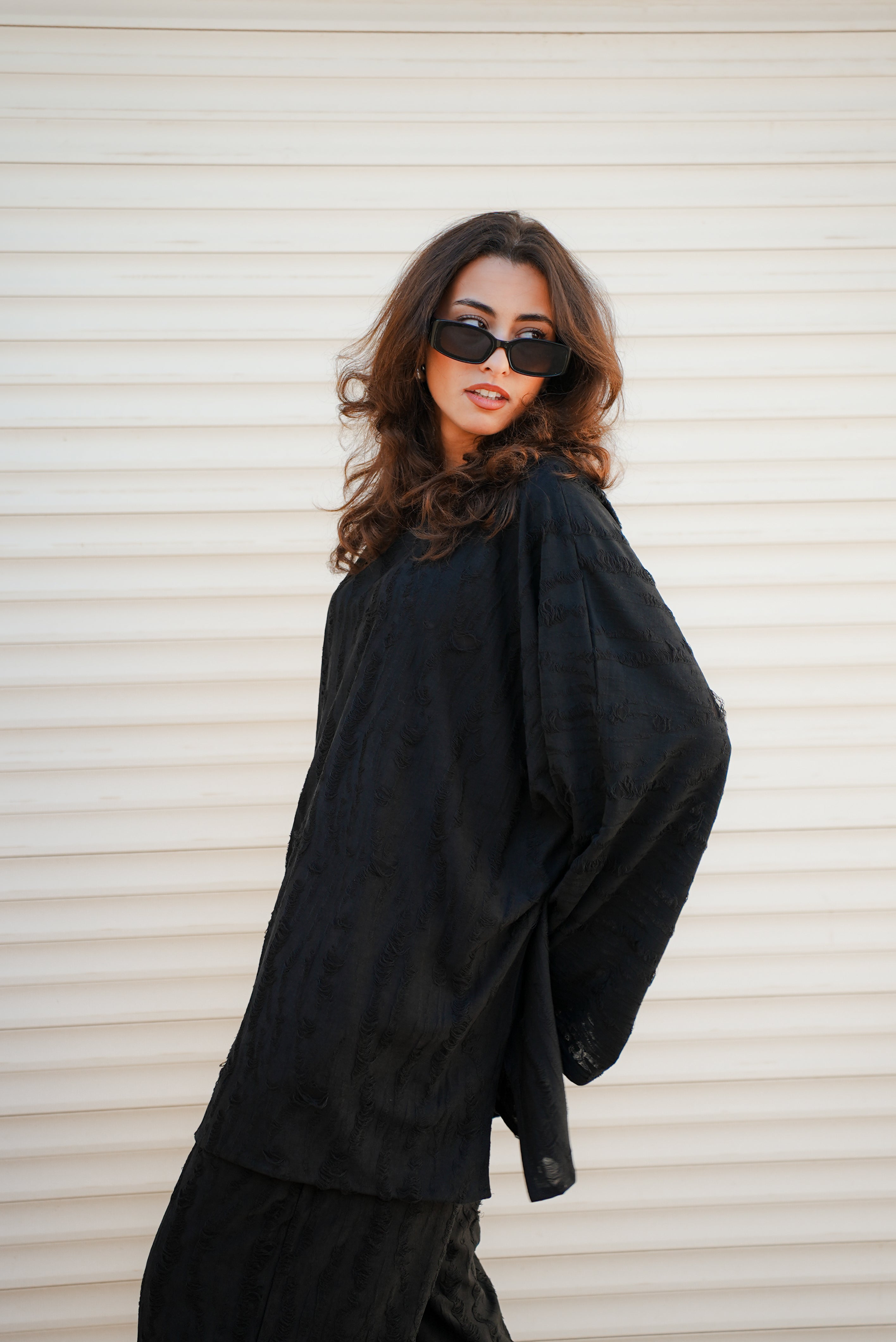 Fringes Cotton Pants BLACK