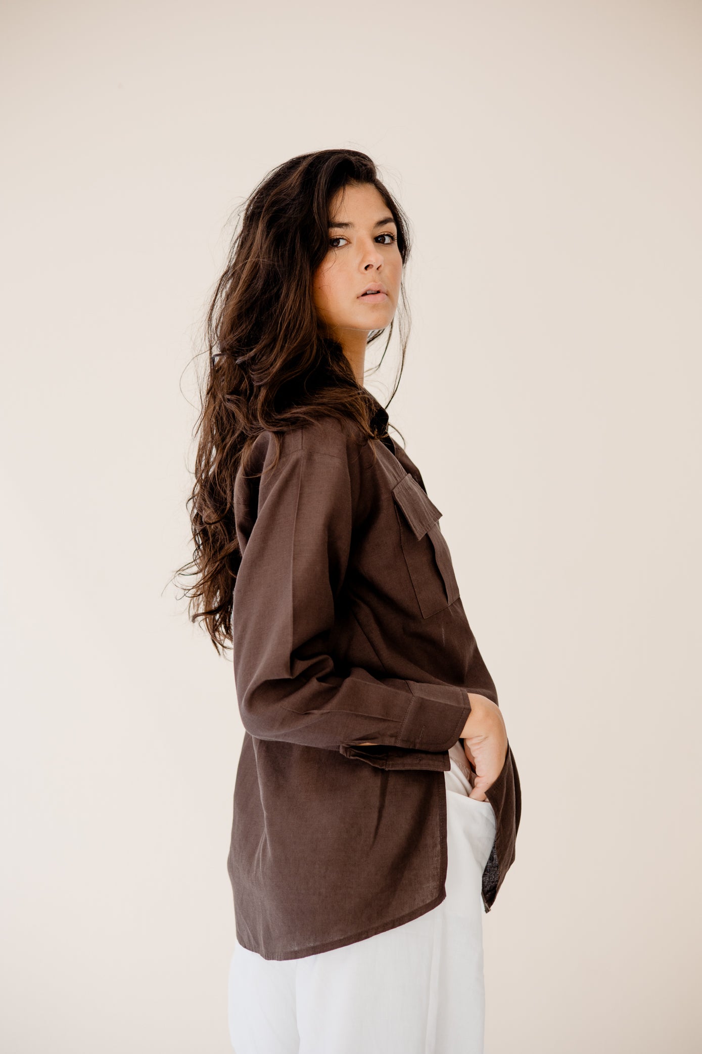 Essential Linen Chill Shirt BROWN