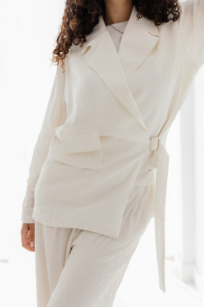 Coastal Breeze Crinkle Linen Pants White