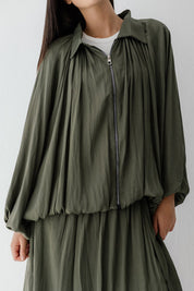 Satin Serenity Ensemble - Skirt OLIVE