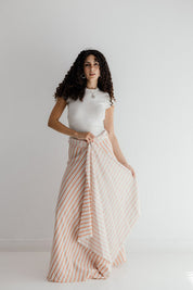 Solana Linen Midi Skirt Orange