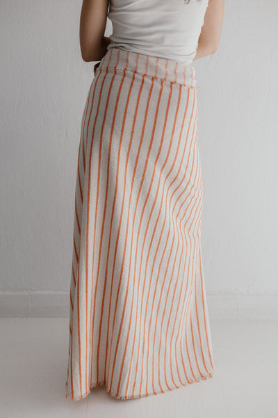 Solana Linen Midi Skirt Orange