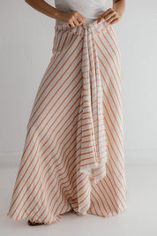 Solana Linen Midi Skirt Orange