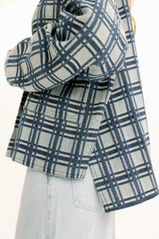 Blue Plaid Button-Up Jacket