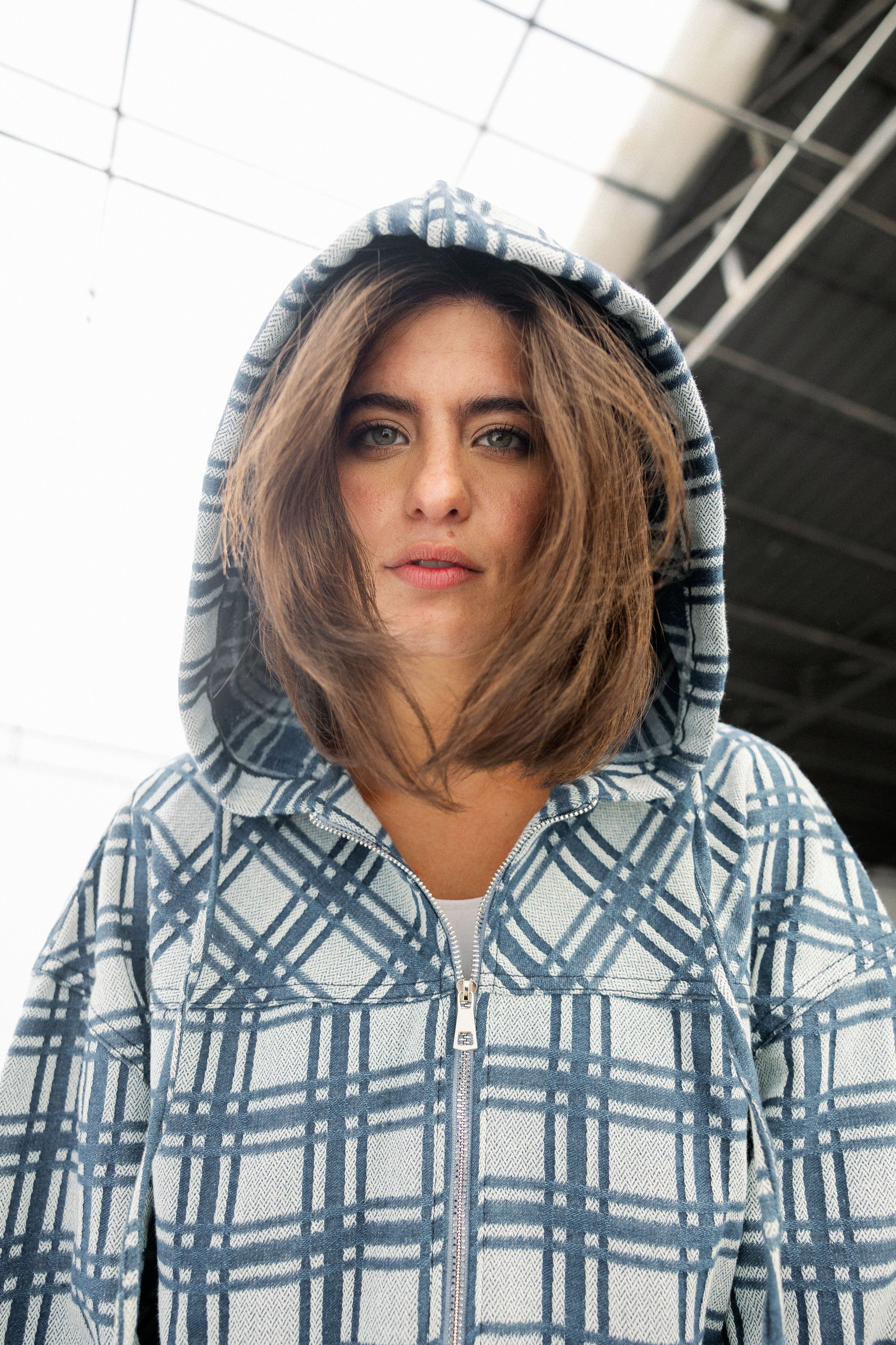 Blue Plaid Button-Up Jacket