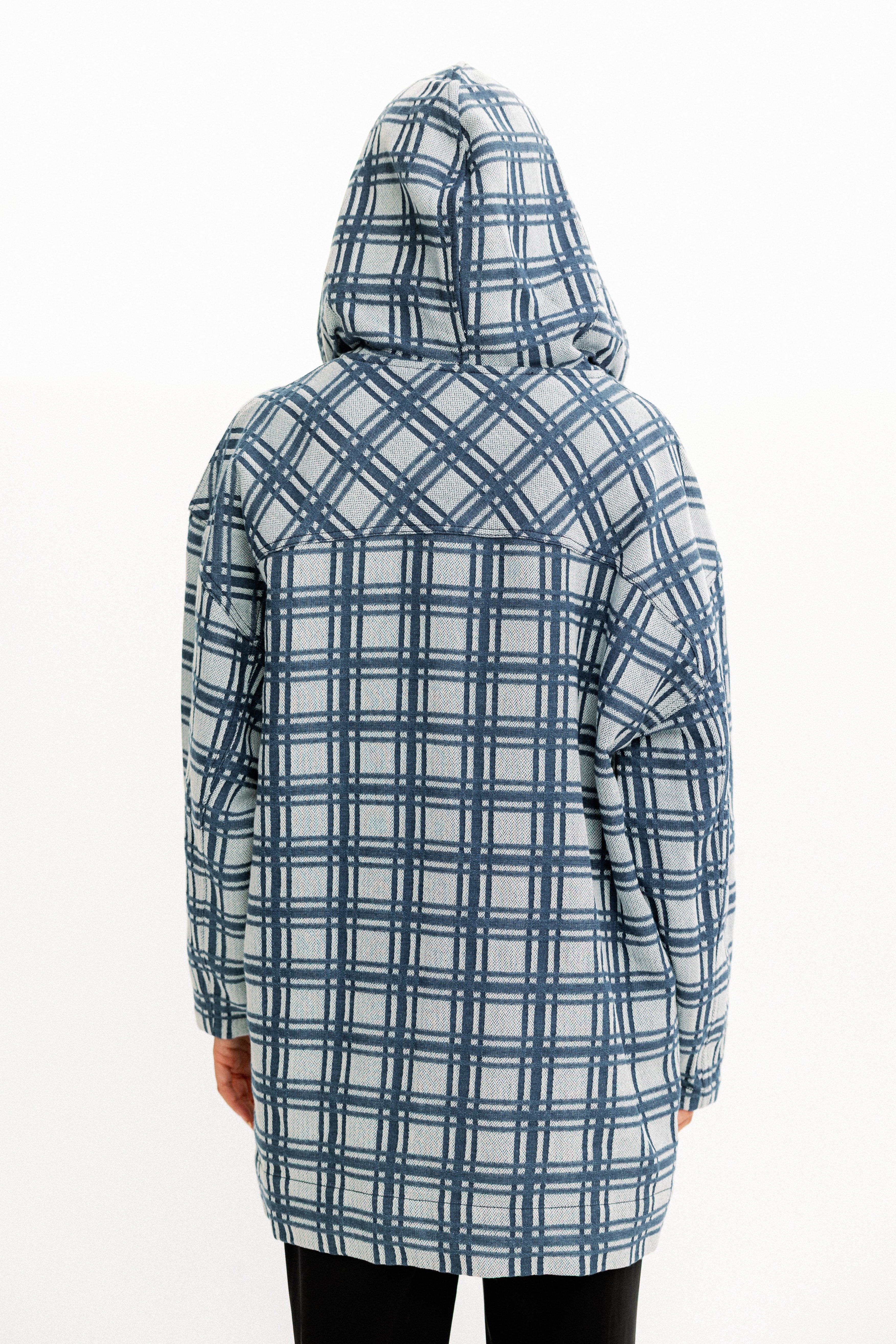 Plaid Zip-Up Hooded Jacket