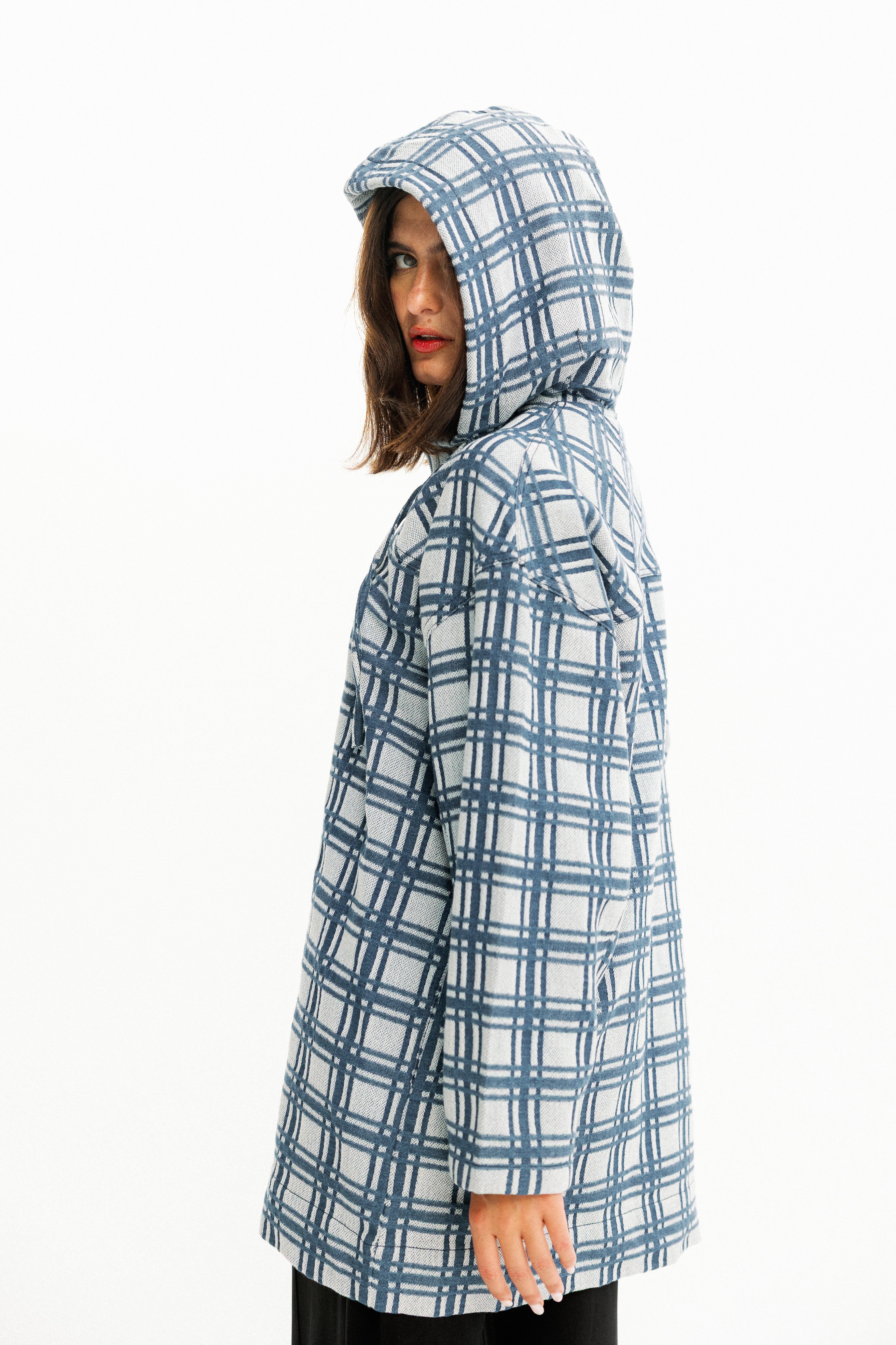 Plaid Zip-Up Hooded Jacket