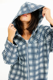 Plaid Zip-Up Hooded Jacket