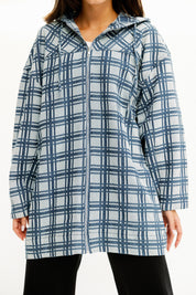 Plaid Zip-Up Hooded Jacket