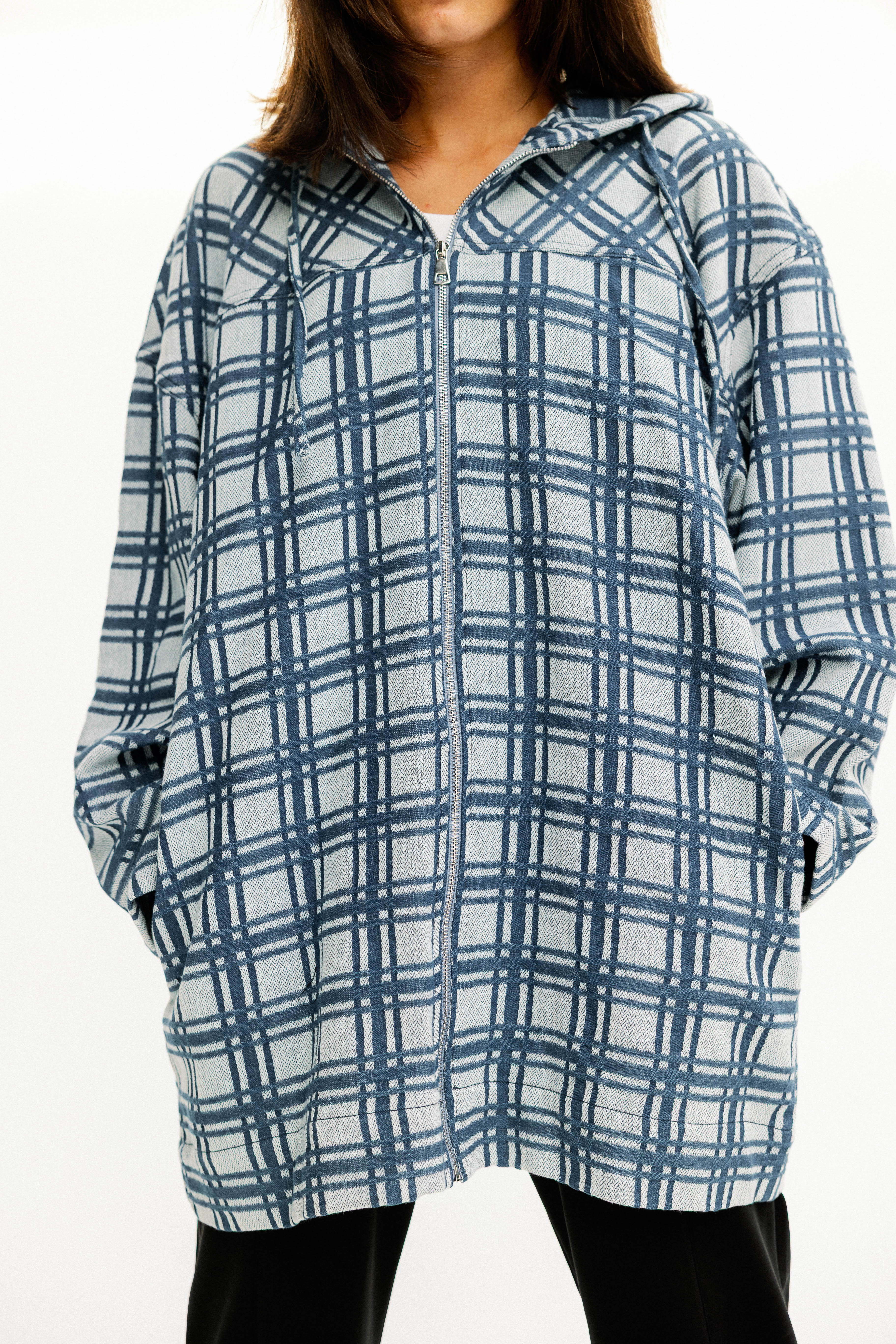 Plaid Zip-Up Hooded Jacket