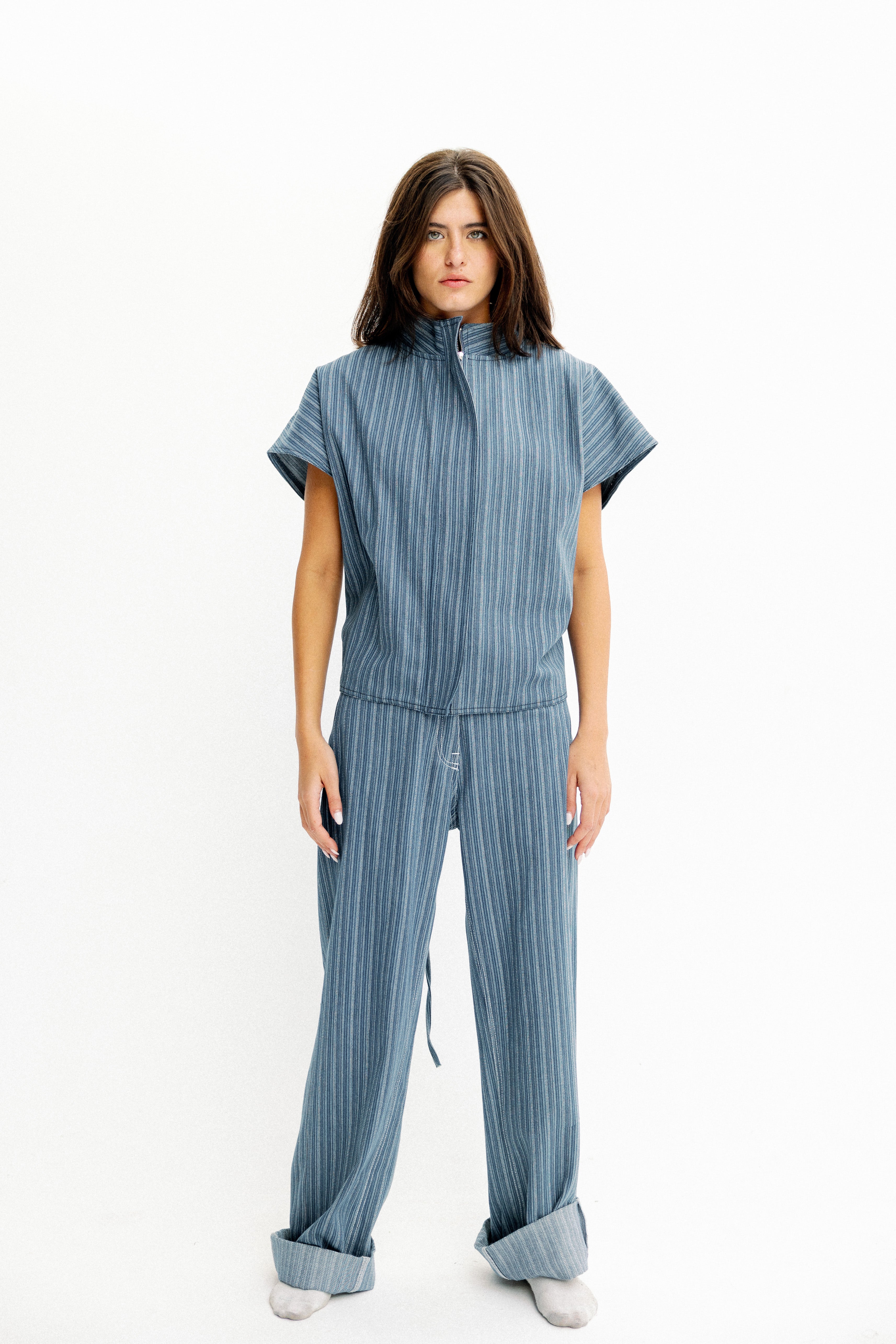 Skyline Pinstripe Light Blue Vest