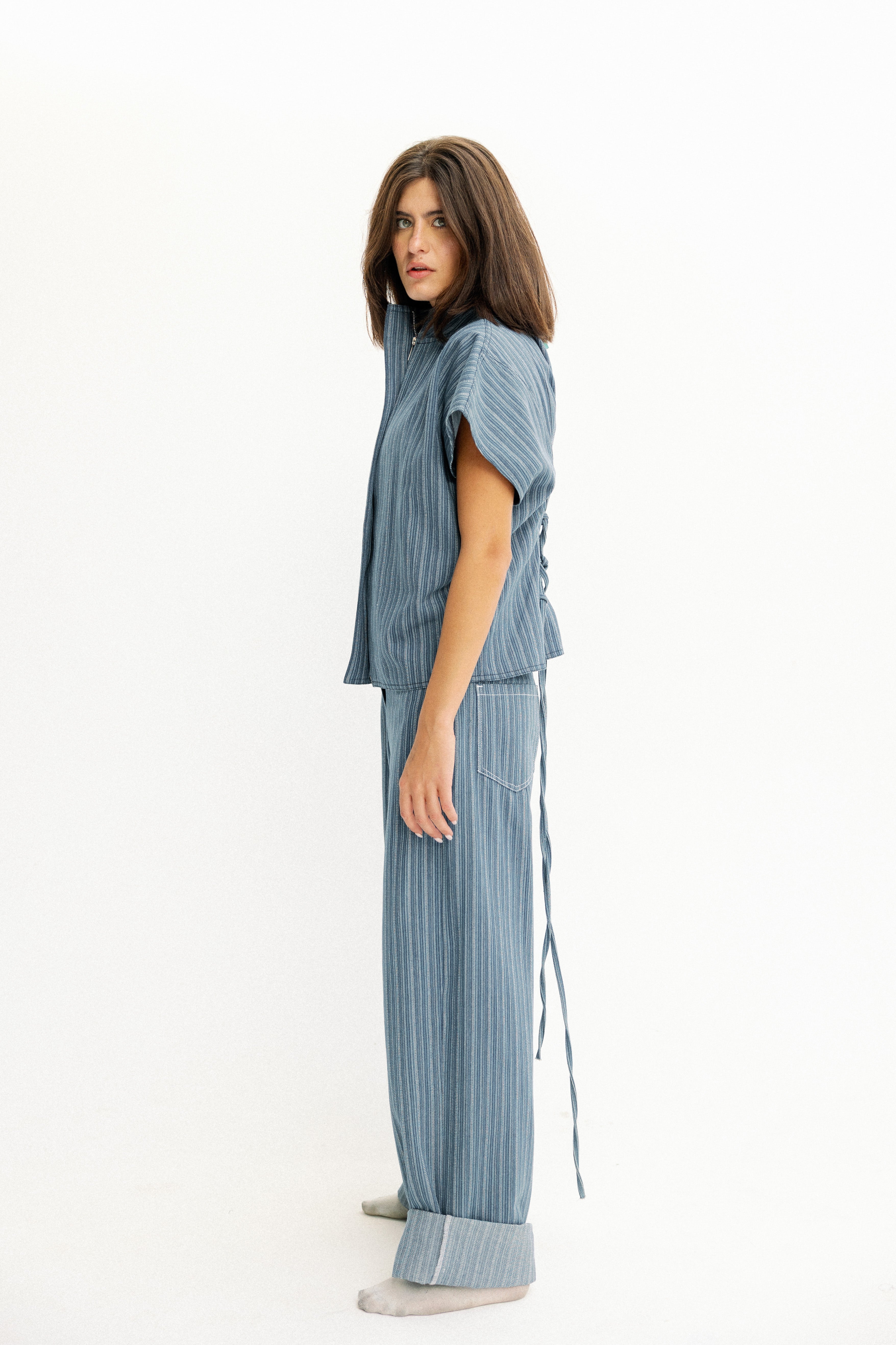 Skyline Pinstripe Light Blue Vest