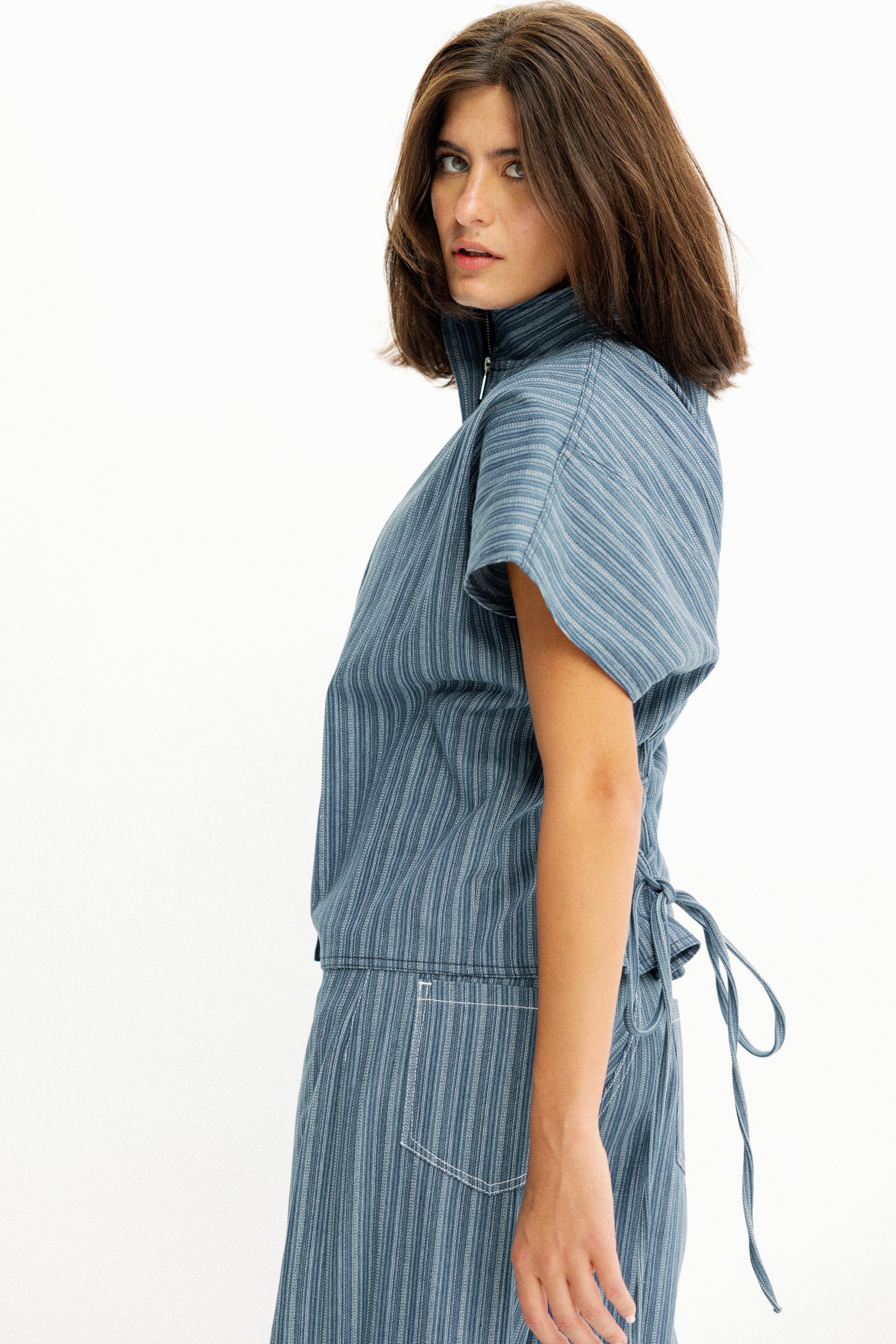 Skyline Pinstripe Light Blue Vest