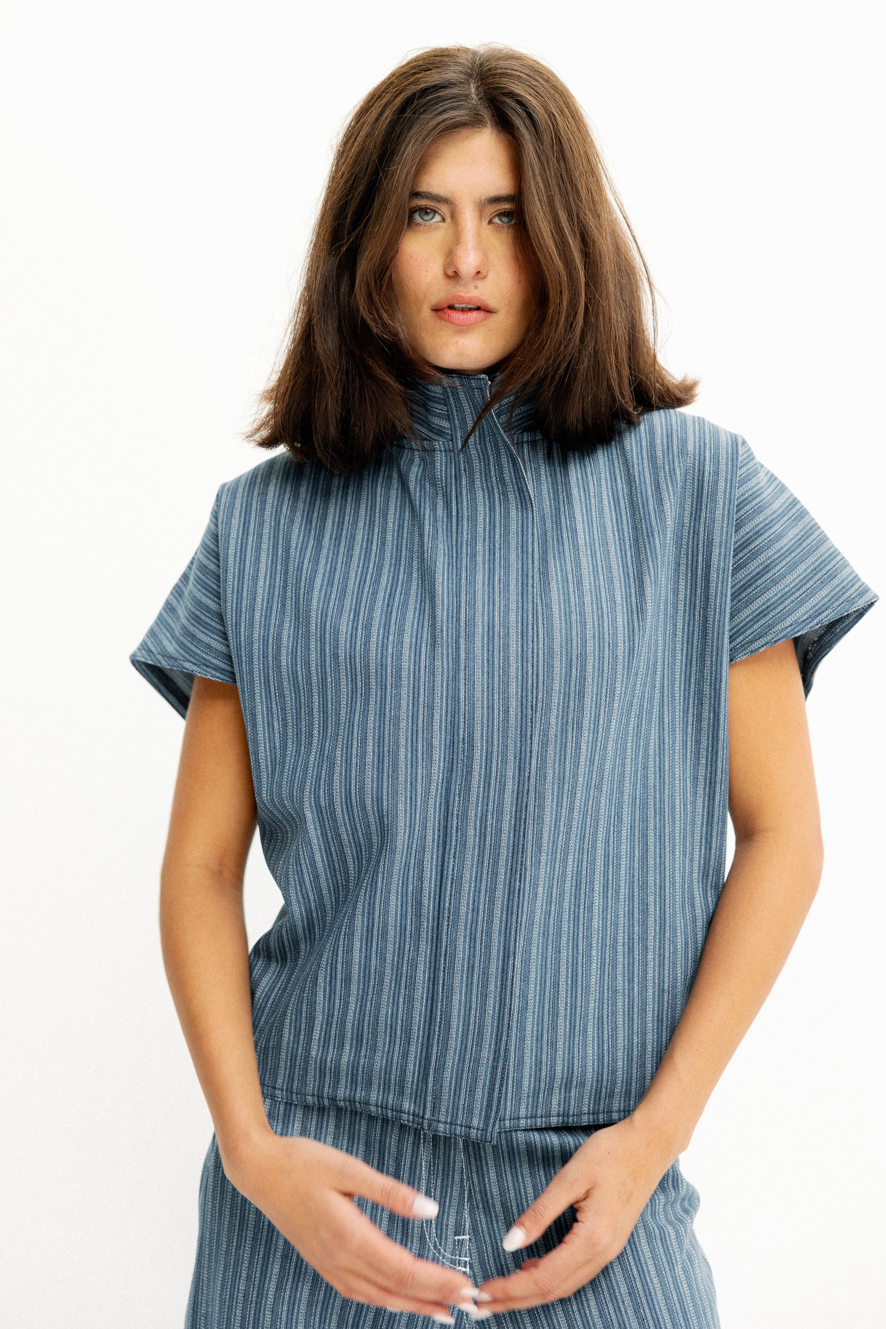 Skyline Pinstripe Light Blue Vest