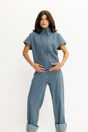 Skyline Pinstripe Light Blue Vest