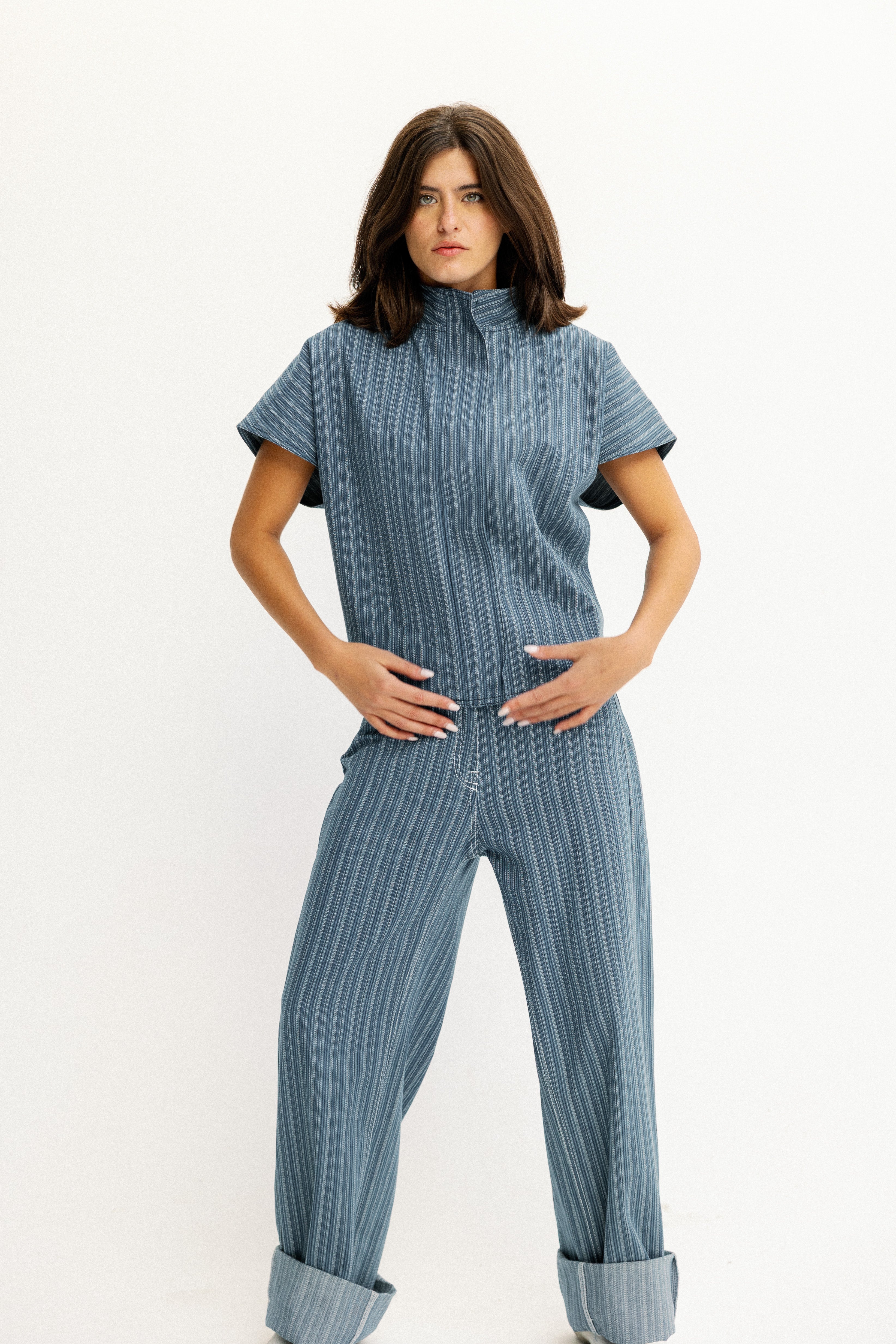 Skyline Pinstripe Light Blue Vest