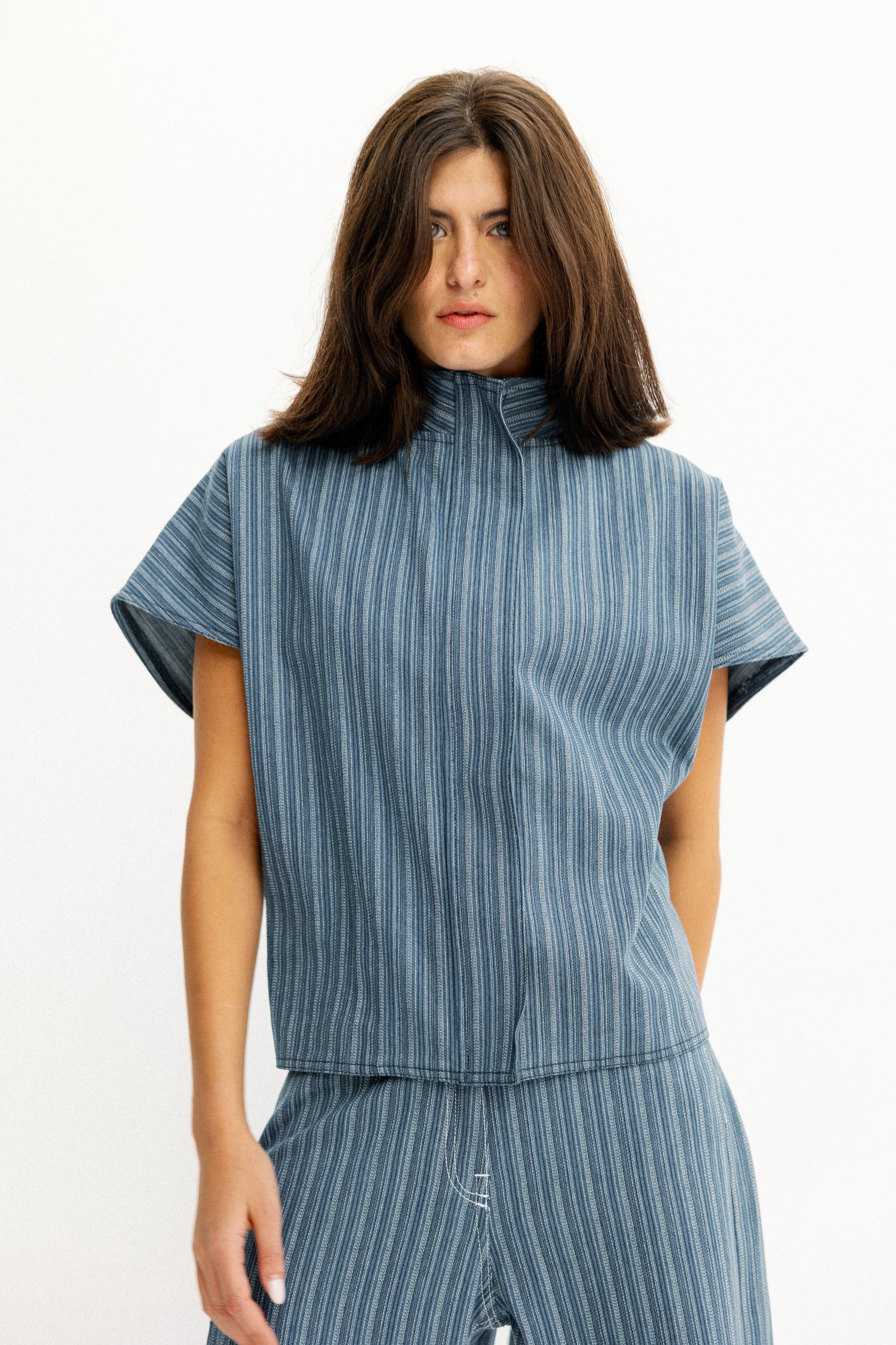Skyline Pinstripe Light Blue Vest