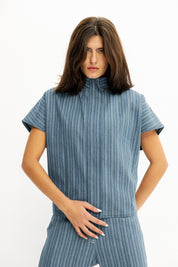 Skyline Pinstripe Light Blue Vest