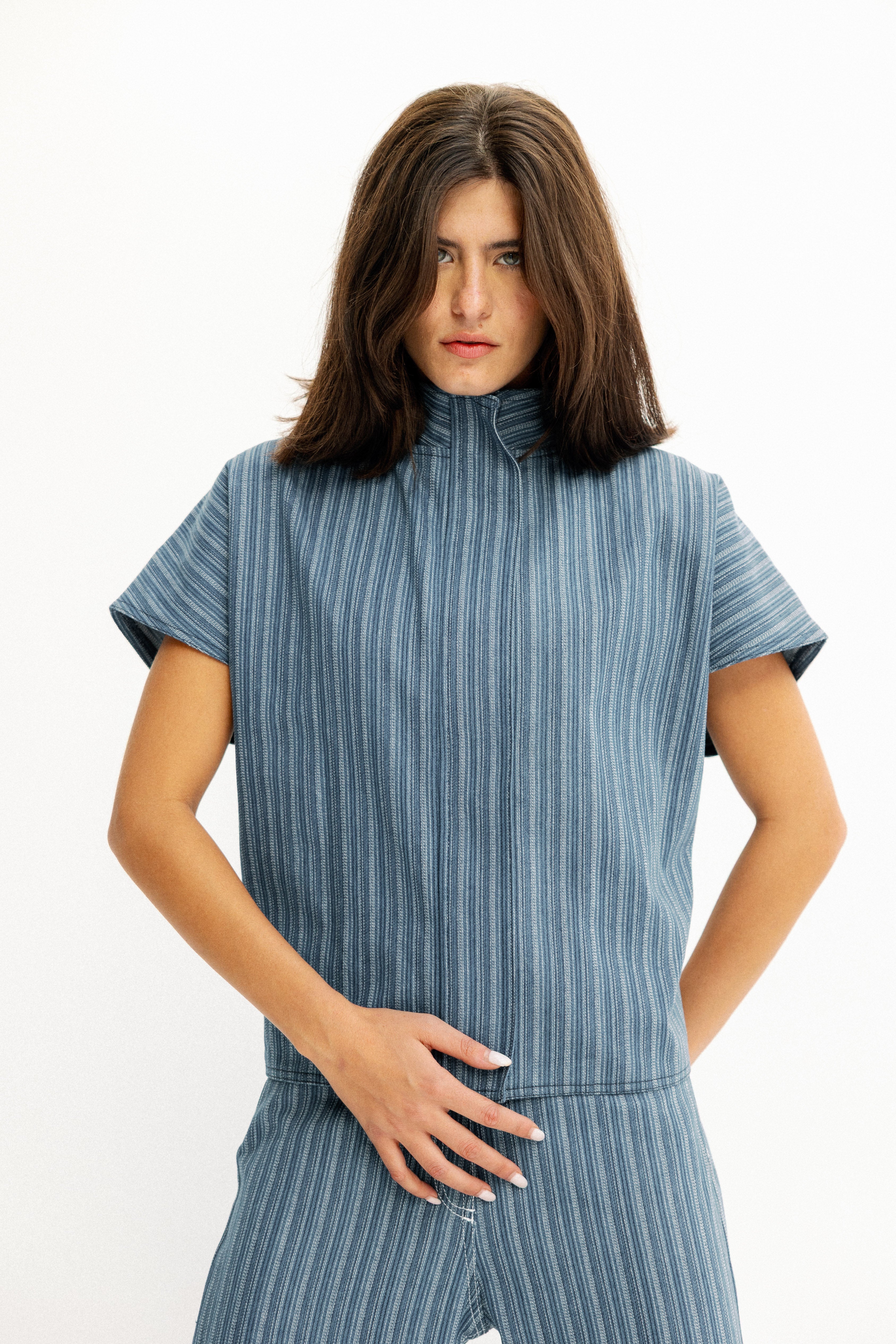 Skyline Pinstripe Light Blue Vest