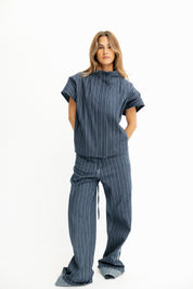 Skyline Pinstripe Navy Blue Vest