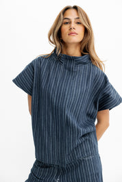 Skyline Pinstripe Navy Blue Vest