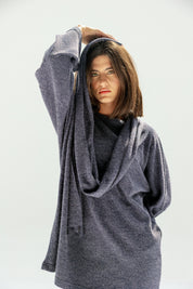The Velour Top  Navy Blue