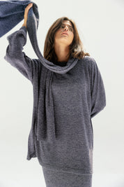 The Velour Top  Navy Blue