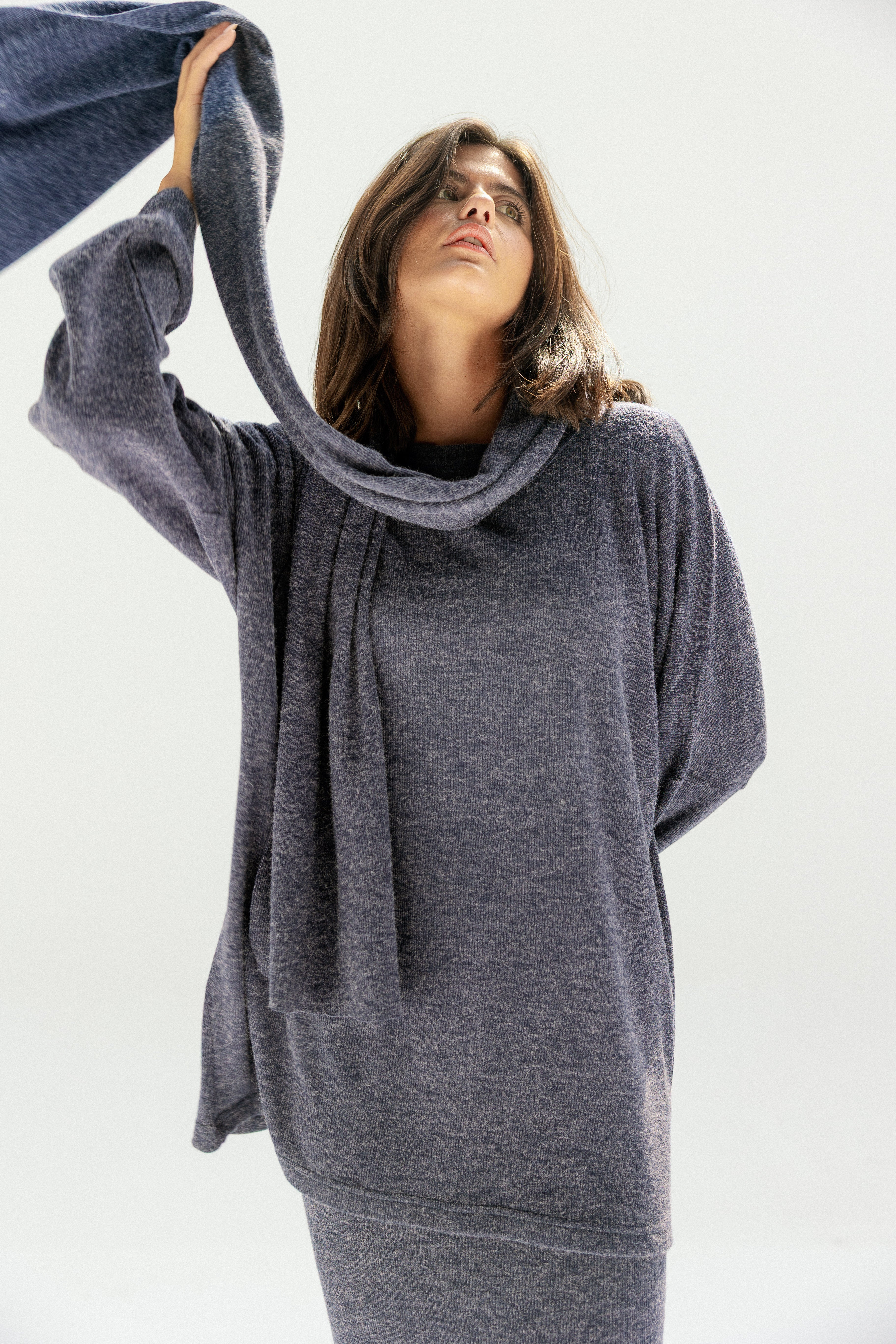 The Velour Top  Navy Blue