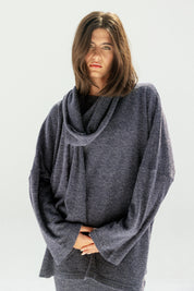 The Velour Top  Navy Blue