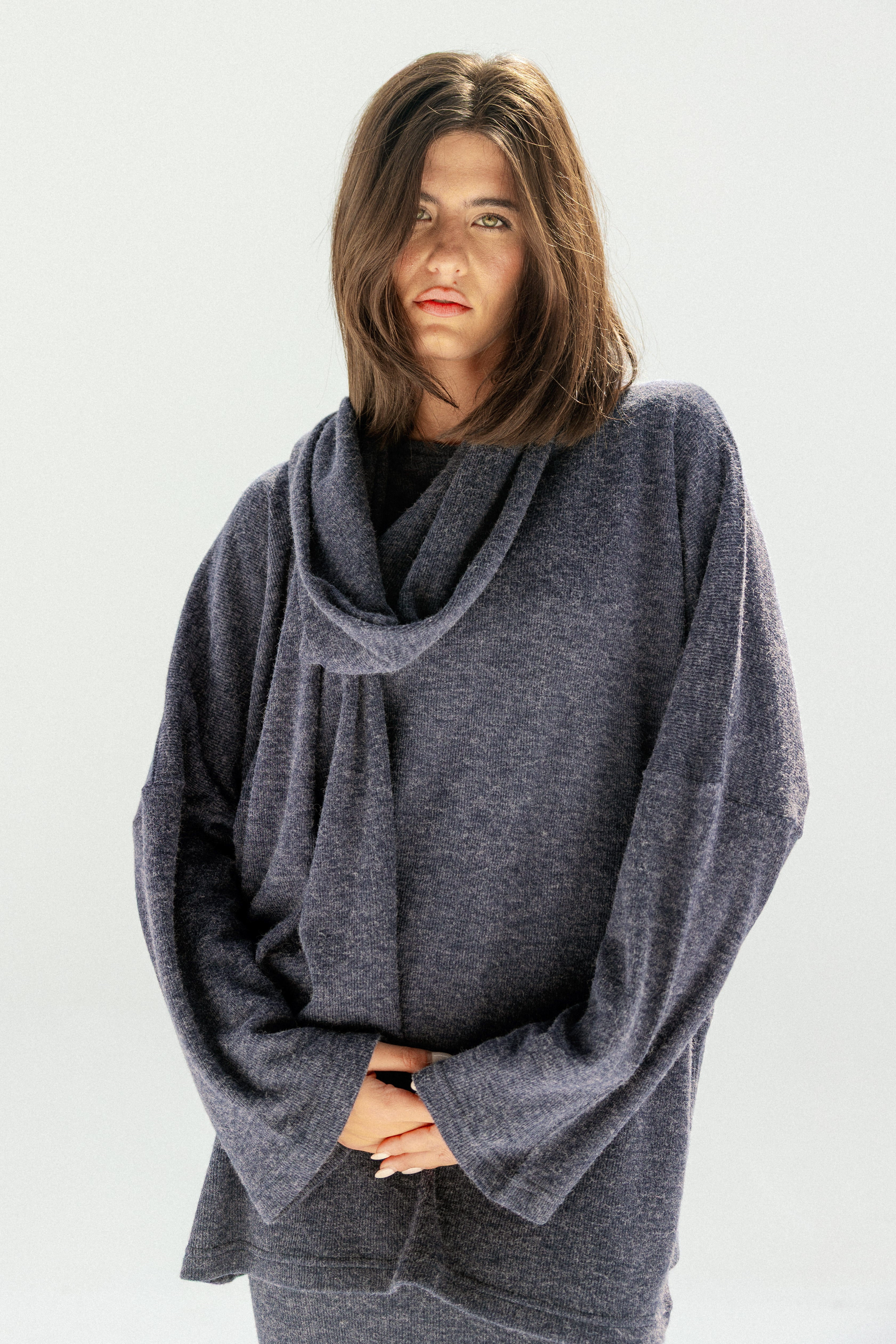 The Velour Top  Navy Blue