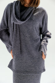 The Velour Top  Navy Blue