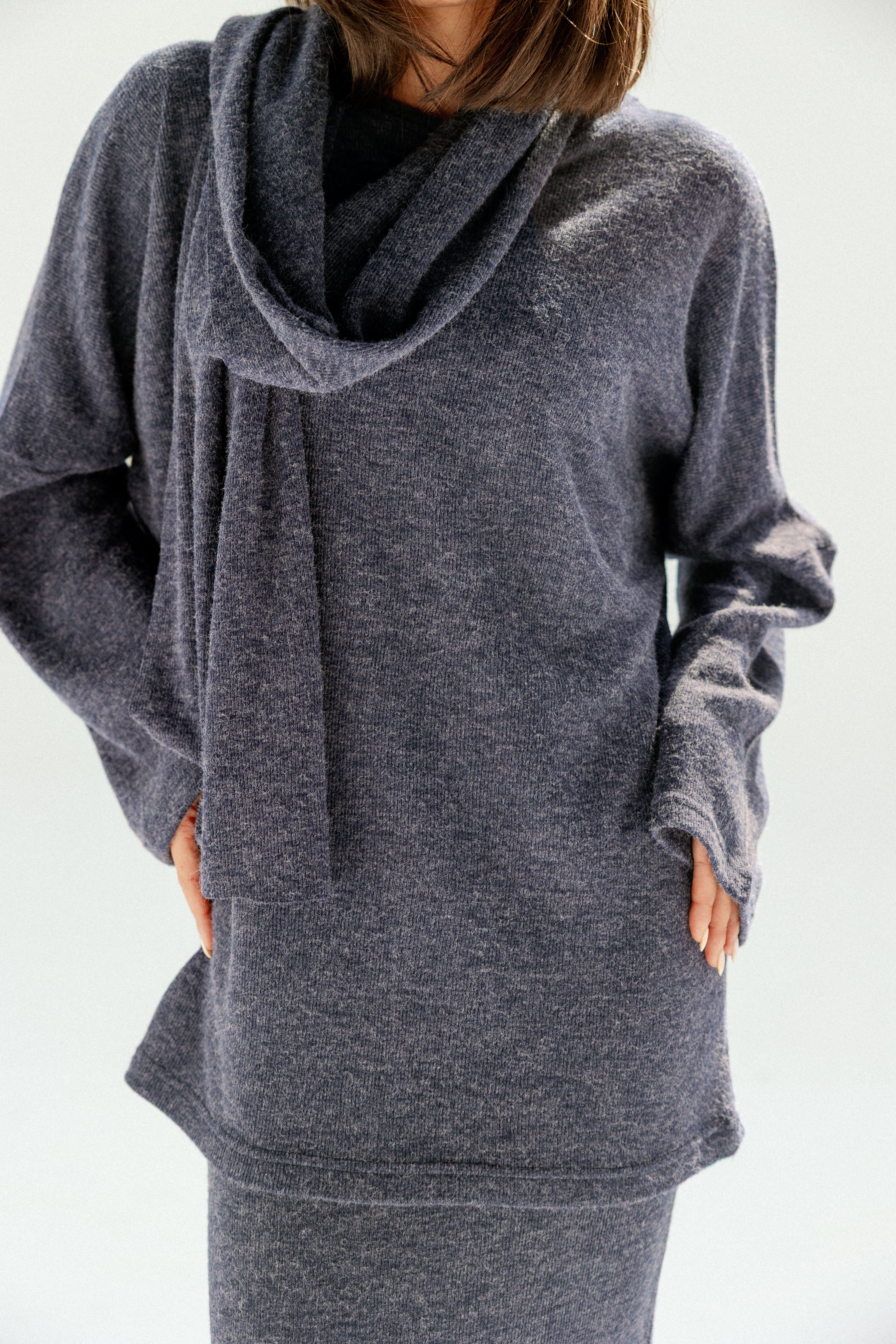 The Velour Top  Navy Blue