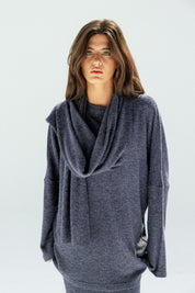 The Velour Top  Navy Blue