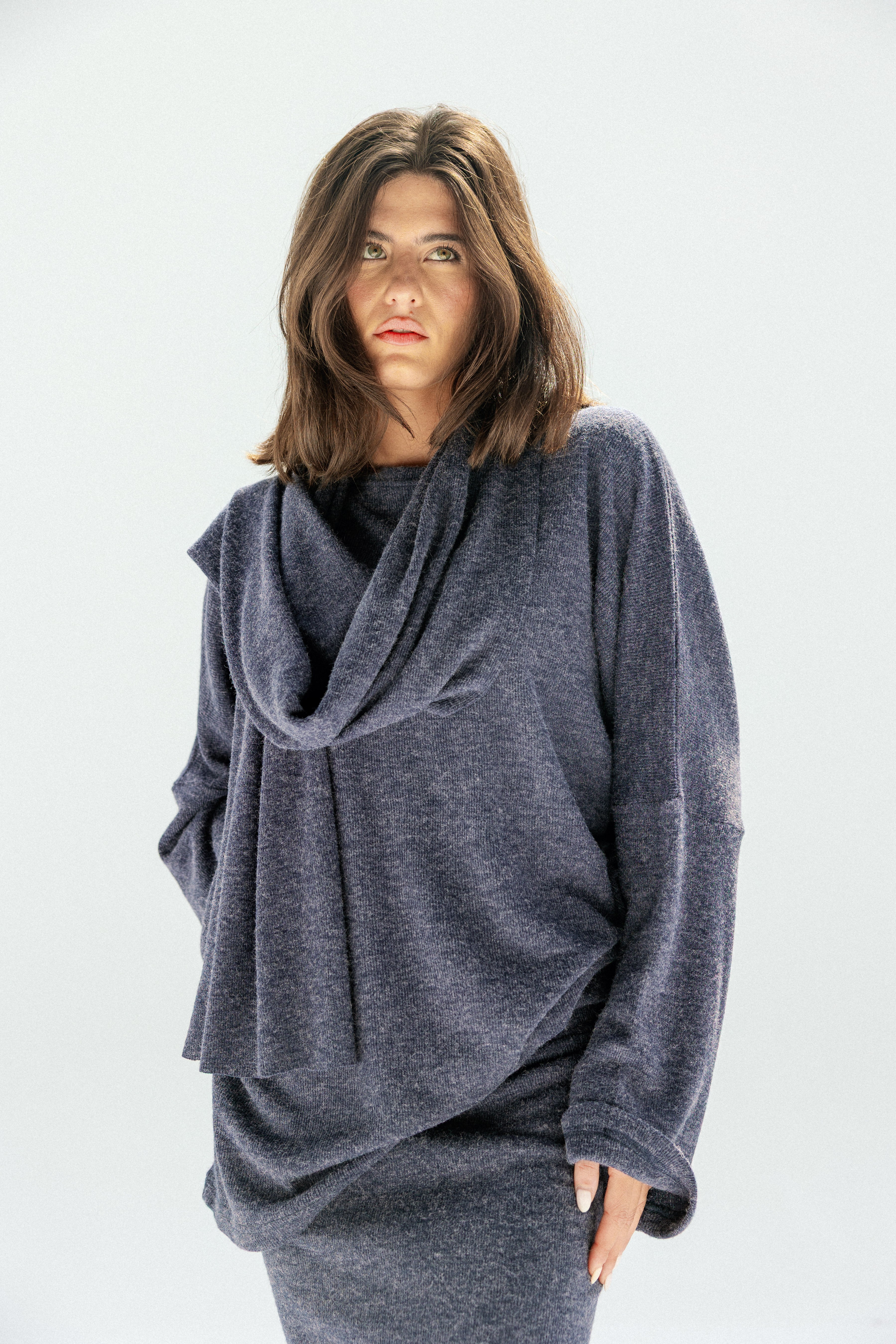 The Velour Top  Navy Blue