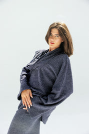 The Velour Top  Navy Blue