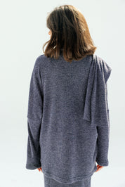 The Velour Top  Navy Blue