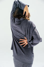 The Velour Top  Navy Blue