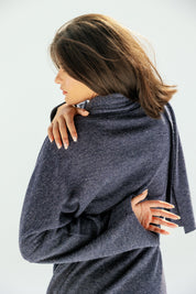 The Velour Top  Navy Blue