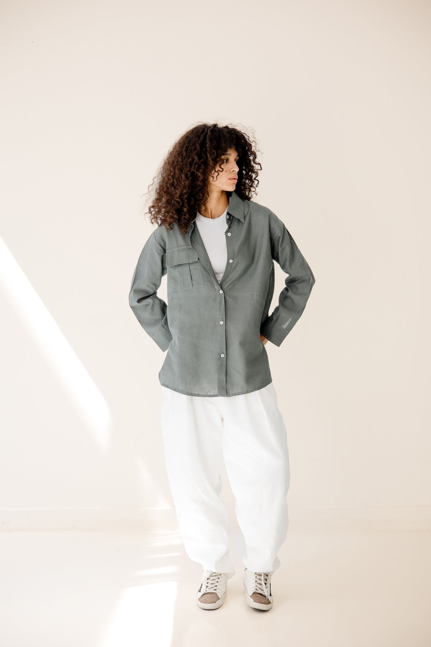 Essential Linen Chill Shirt Dark olive