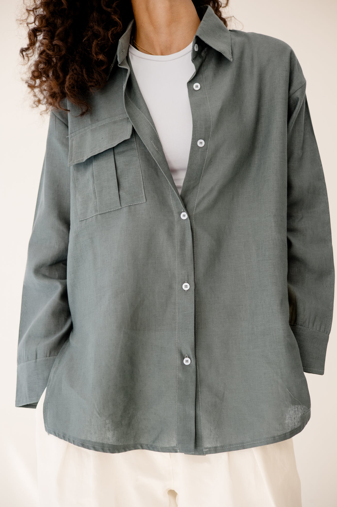 Essential Linen Chill Shirt Dark olive