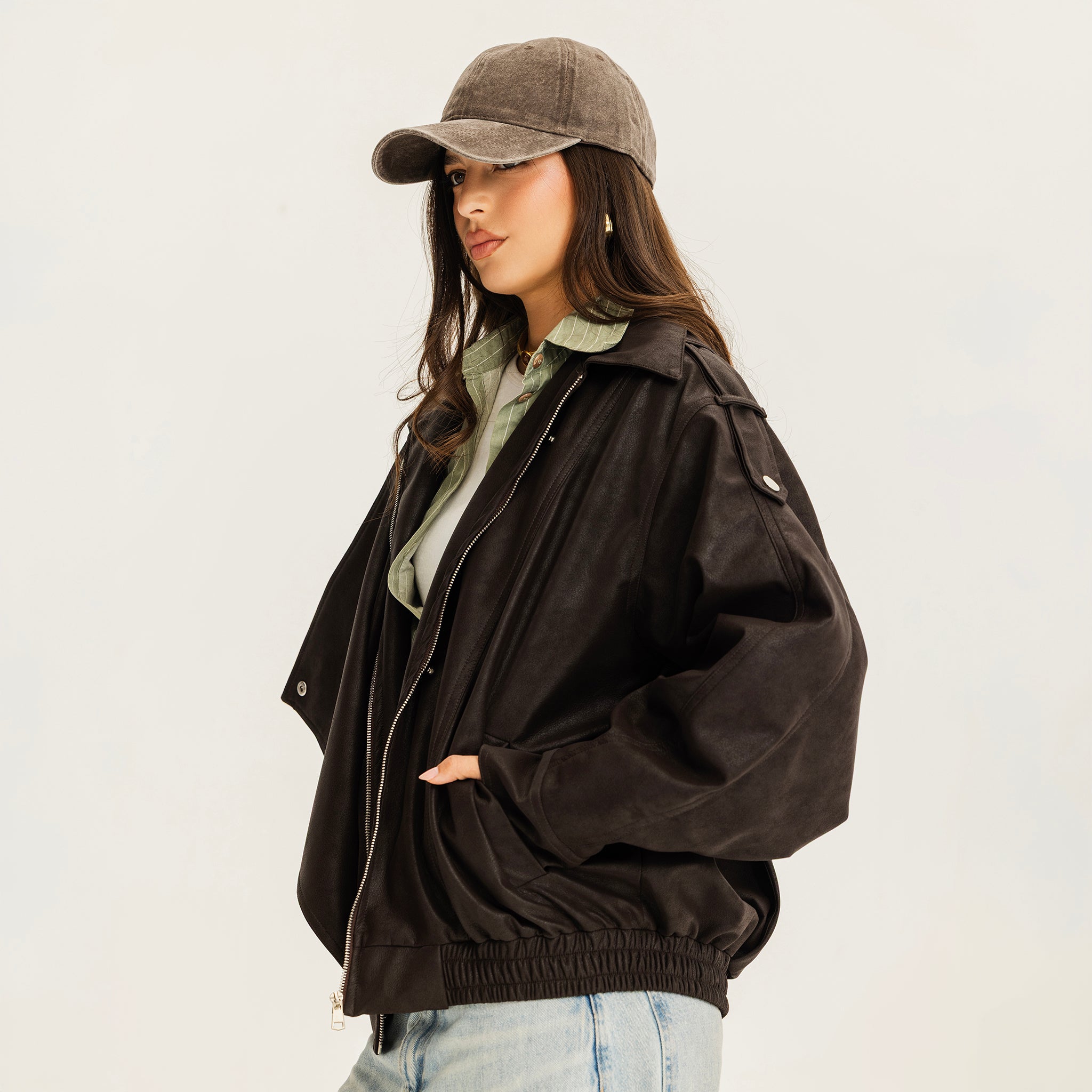 The overpass leather jacket  Brown