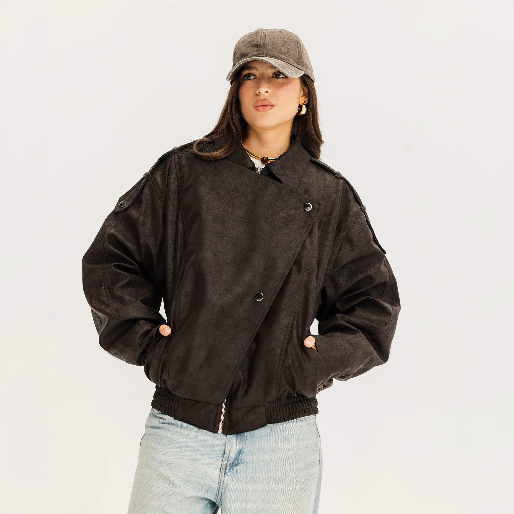 The overpass leather jacket  Brown